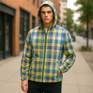 Original Weatherproof Vintage Rain Jacket Colorful Plaid Large NWT